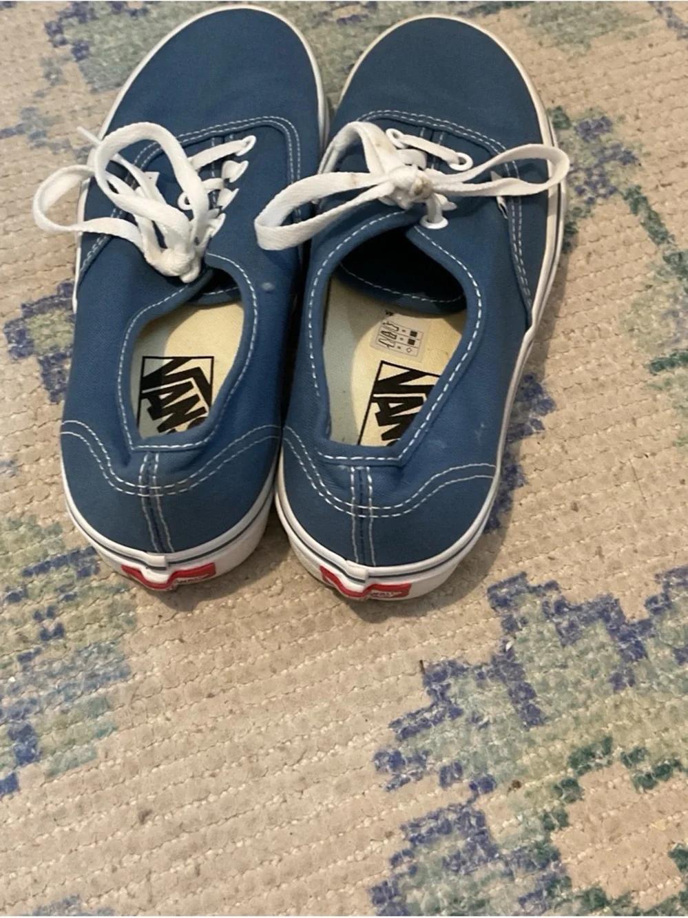 Vans Blue Low-Top Canvas Sneakers with White Laces